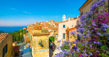 Panoramic view over Capoliveri village in Elba island, Tuscany, Italy, Europe.