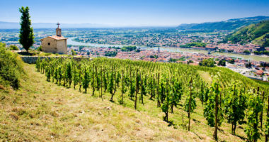 grand cru vineyard and Chapel of St. Christopher, L´Hermitage, Rhône-Alpes, France