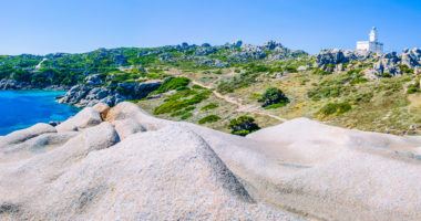 Capo Testa. Amazing place with bizarre granite rock formations, Sardinia Island, Italy. Banner