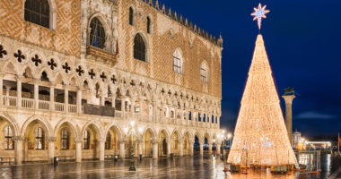 Christmas decorations at the San Marco square in Venice, Italy