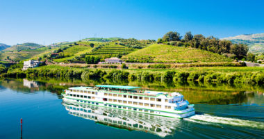 cruise ship at Peso da Regua, Douro Valley, Portugal