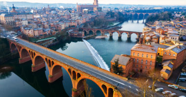 The ancient city of Albi in the south of France. View from above