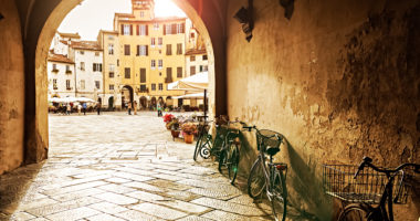 The Square of the Amphitheatre in Lucca, Itlay at Sunset