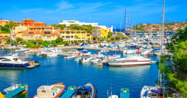 View of Porto Cervo, Italian seaside resort in northern Sardinia, Italy. Centre of Costa Smeralda. One of the most expensive resorts in the world.