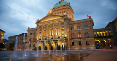 View of Swiss Parliament building at night. Bern.Switzerland
