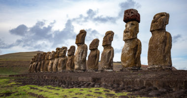 Moais inEaster Island. Ahu Tongariki, Rapa nui.
