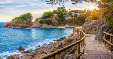 Costa Brava bay and beach with turquoise waters.