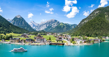 landscape at the achensee lake in austria - pertisau