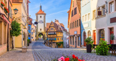 Rothenburg ob der Tauber, Bavaria, Germany. Medieval town of Rothenburg on a summer day.