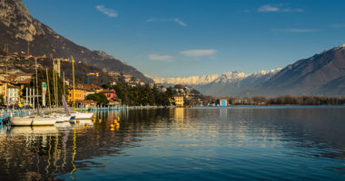 A nice view of Iseo lake from Lovere city,italian lake.