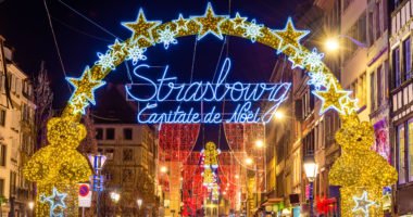 Entrance to the city centre of Strasbourg on Christmas time