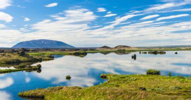 View at the lake Myvatn, northern Iceland