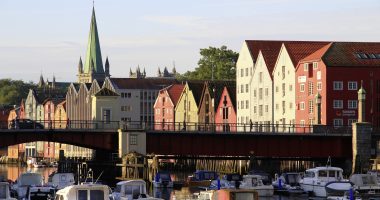 Houses along Nidelven River Trondheim
